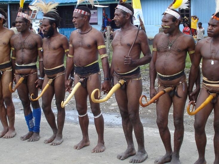 Papuans with enlarged penises